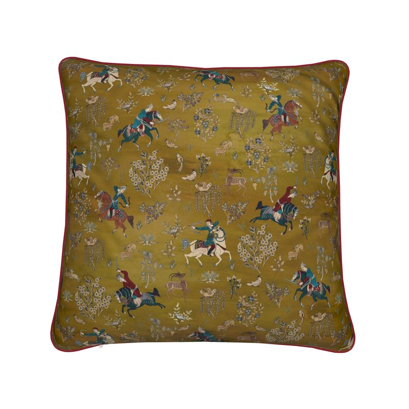 Persian Hunting Scene Throw Pillow - Marigold