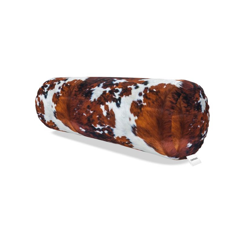Large Tricolor Cowhide Print Bolster Pillow