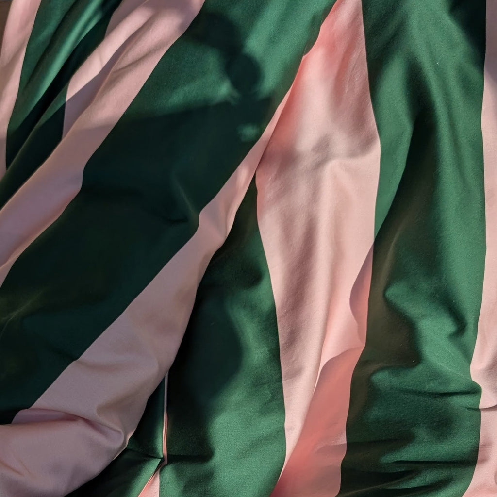 Green & Pink Striped Reversible Duvet Cover