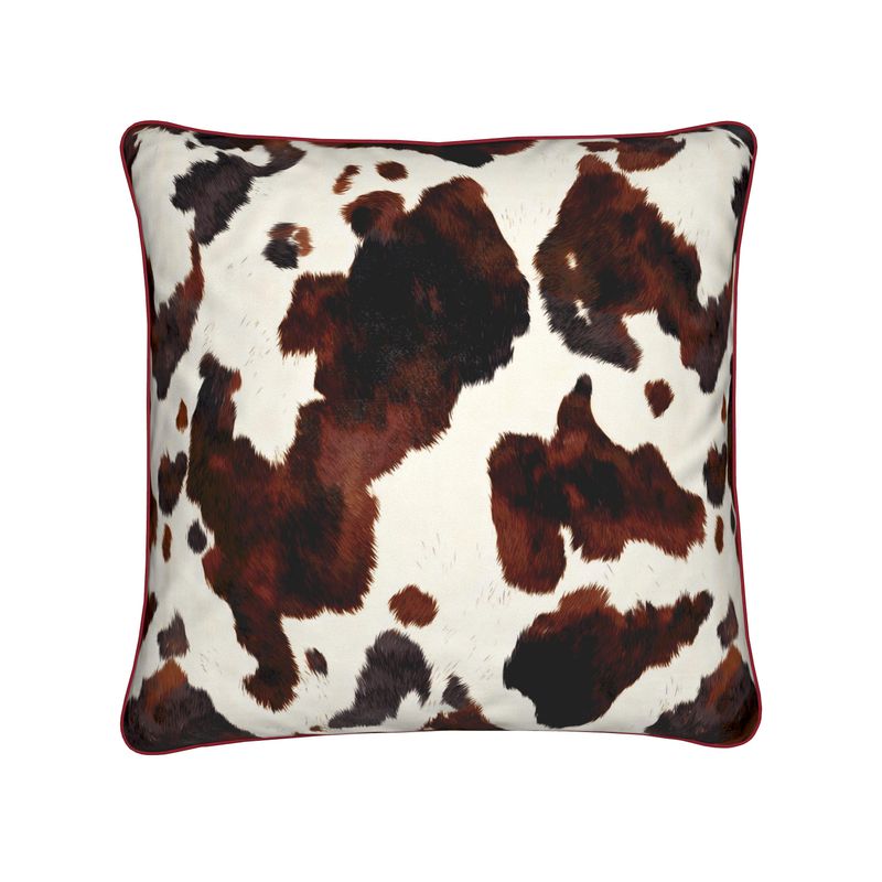 Spicy Cowhide Print Pillow Cover with Red Piping
