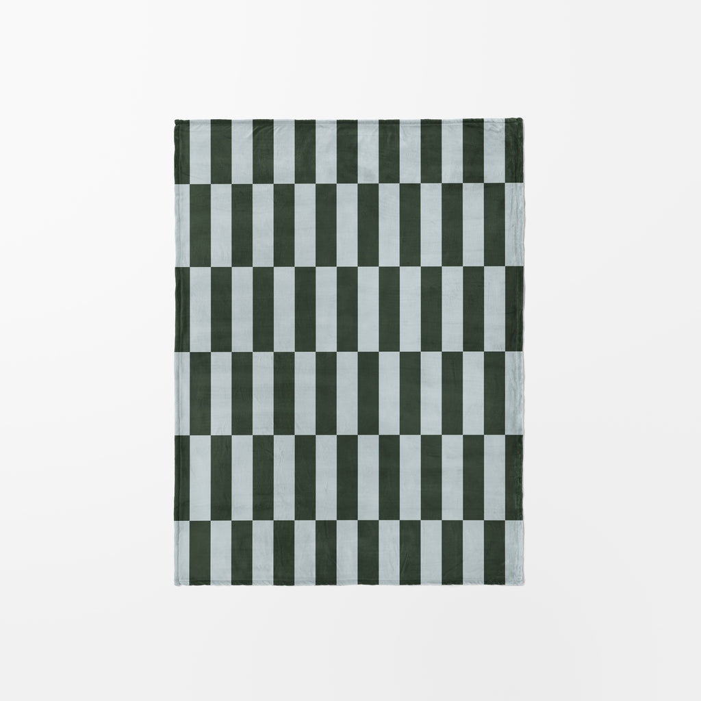 Blue Green Checkered Fleece Throw