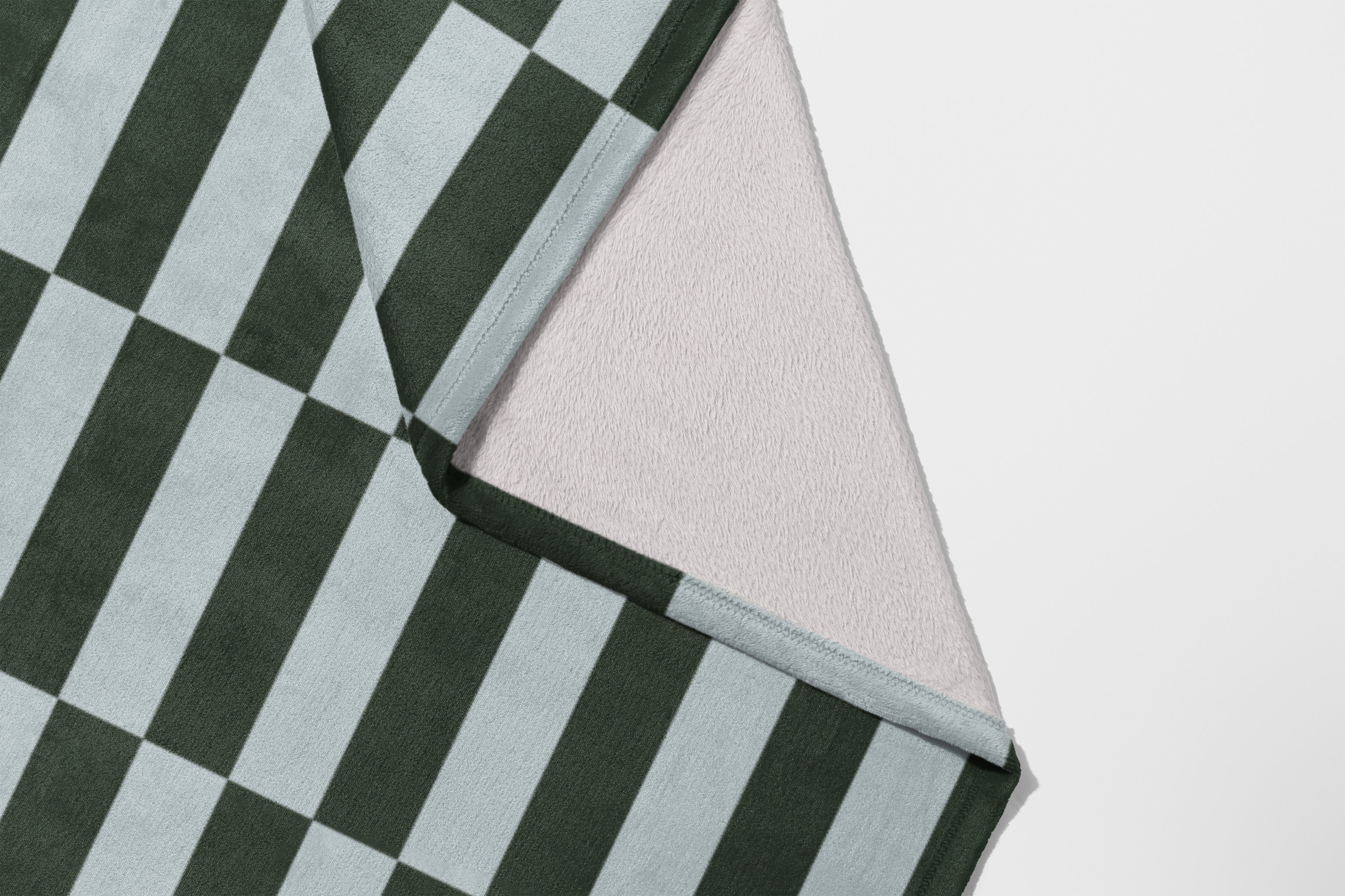 Blue Green Checkered Fleece Throw