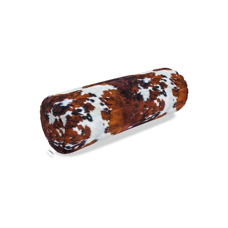 Large Tricolor Cowhide Print Bolster Pillow